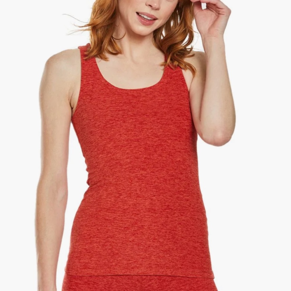 BEYOND YOGA New Spacedye Crossed My Mind open back yoga tank orange red yoga